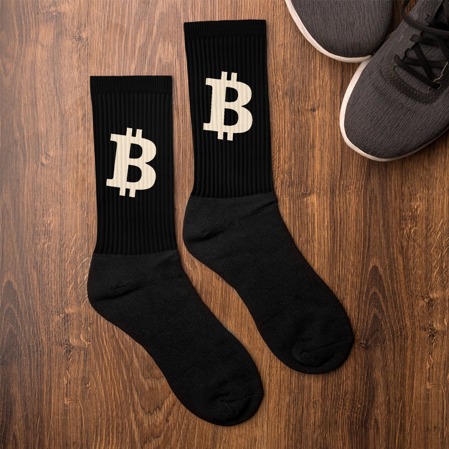 Das B | Bitcoin-Socken in Schwarz und Creme