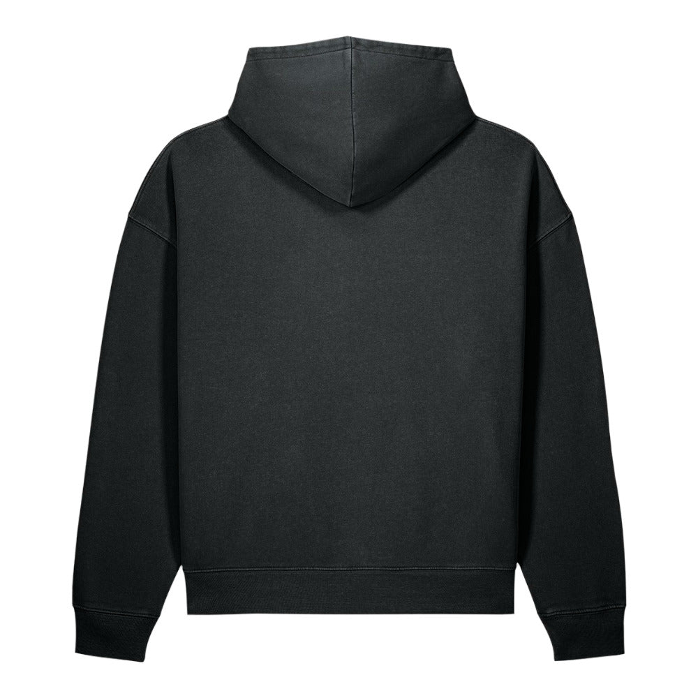 1971 Garment-Dyed Vintage Hoodie in black, back view