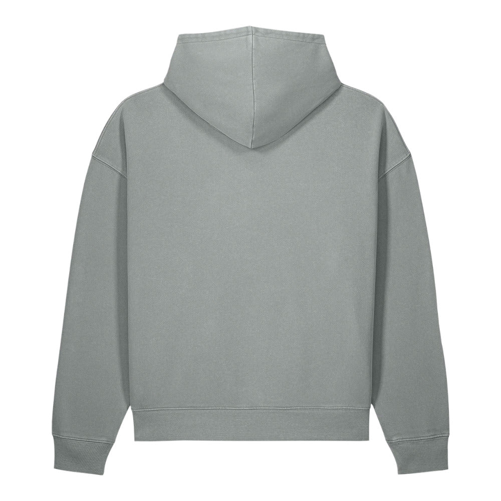 1971 Garment-Dyed Vintage Hoodie in grey, back view, image 6