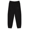 black oversized heavyweight bitcoin sweatpants with black Bitcoin B embroidery by SVRNT at The Orange Habit.