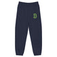 Bitcoin B navy blue sweatpants with green B embroidery at SVRN Society