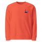 Orange Bitcoin whale sweatshirt with a whale logo on a white background