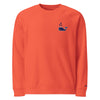 Orange Bitcoin whale sweatshirt with a whale logo on a white background