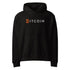 oversized black bitcoin hoodie with orange bitcoin b and white lettering | Hoodie by SVRN_T at The Orange Habit