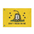 A yellow Gadsden Bitcoin flag featuring a coiled rattlesnake with a Bitcoin symbol in its scales, five black stars, and the text &